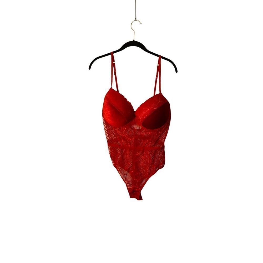 Teddy red sheer lace velvet sexy lingerie plus size 1X